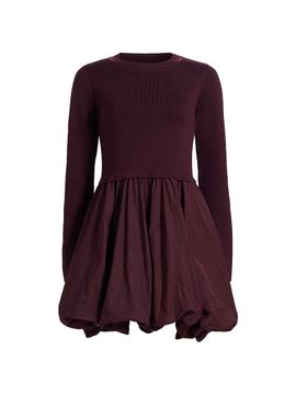 If Only Studio Women's Mixed-Media Balloon-Skirt Minidress