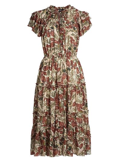 If Only Studio Women's Painterly Tiered Ruffled Dress