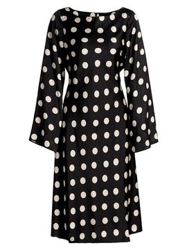 If Only Studio Women's Polka Dot A-Line Midi-Dress