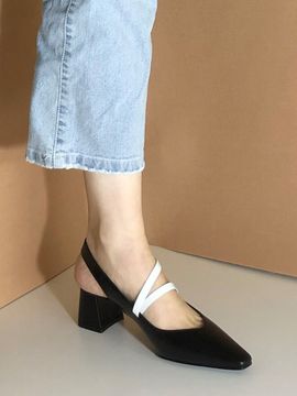 IGINOA LONG STRAP SLINGBACK 5cm M-IG-180301 BLACKWHITE