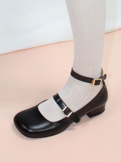 IGINOA WD Two Strap Mary Jane Flat_Black