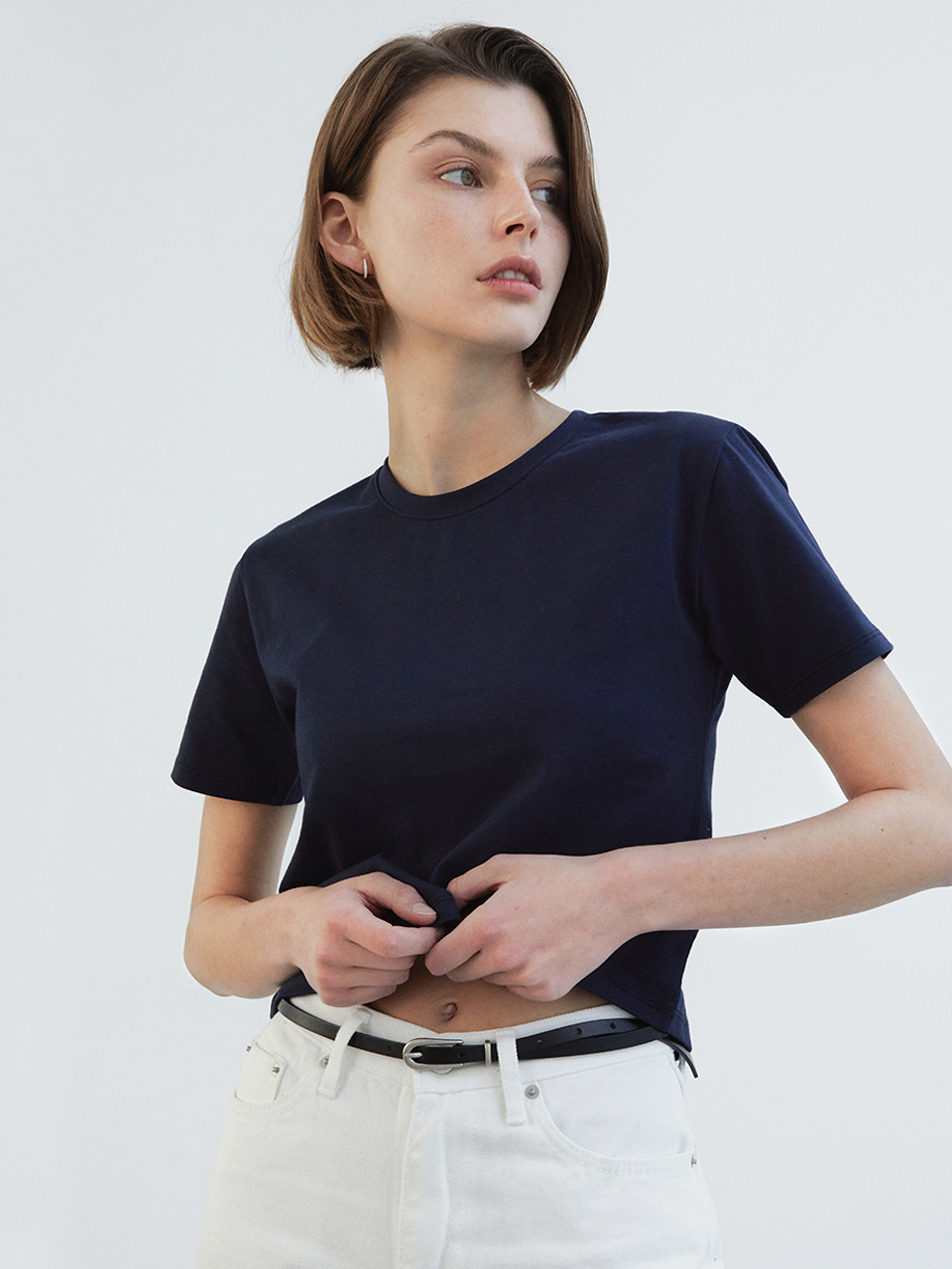 Ihr Back Logo Crop T-shirt - Navy