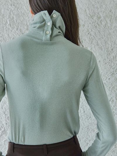 Ihr BUTTON DETAILED TURTLE NECK TOP / GREEN