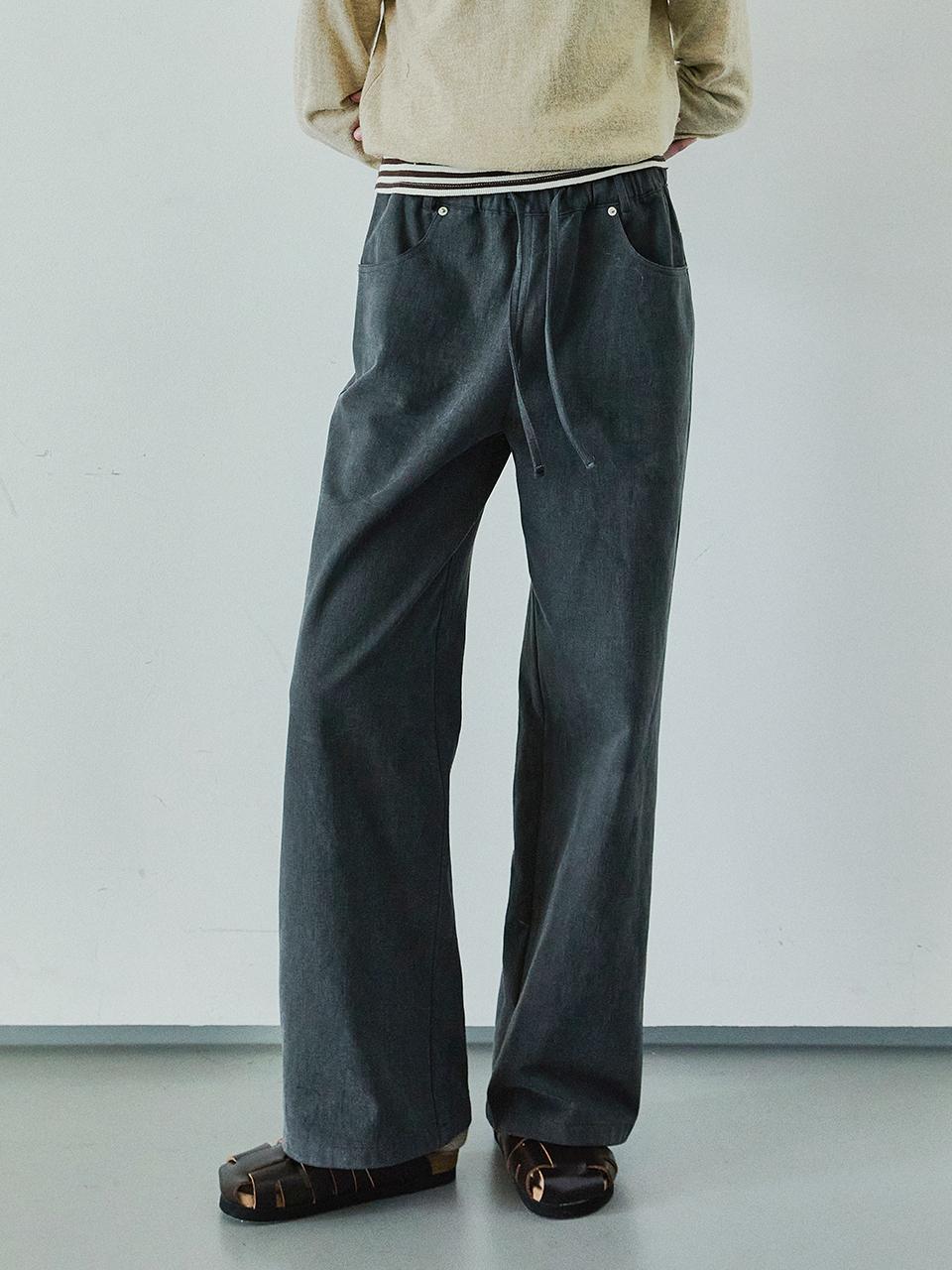 Ihr DENIM DETAILED BANDING PANTS / WASHED CHARCOAL