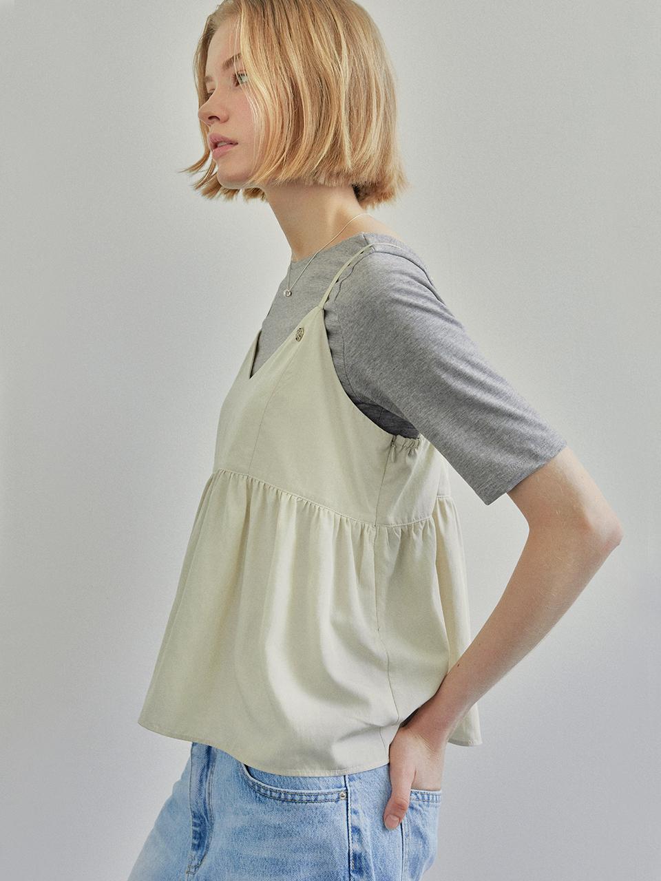 Ihr FRILL SLEEVELESS TOP / KHAKI