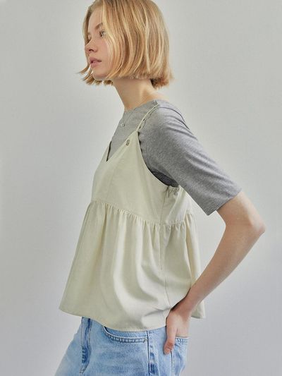 Ihr FRILL SLEEVELESS TOP / KHAKI