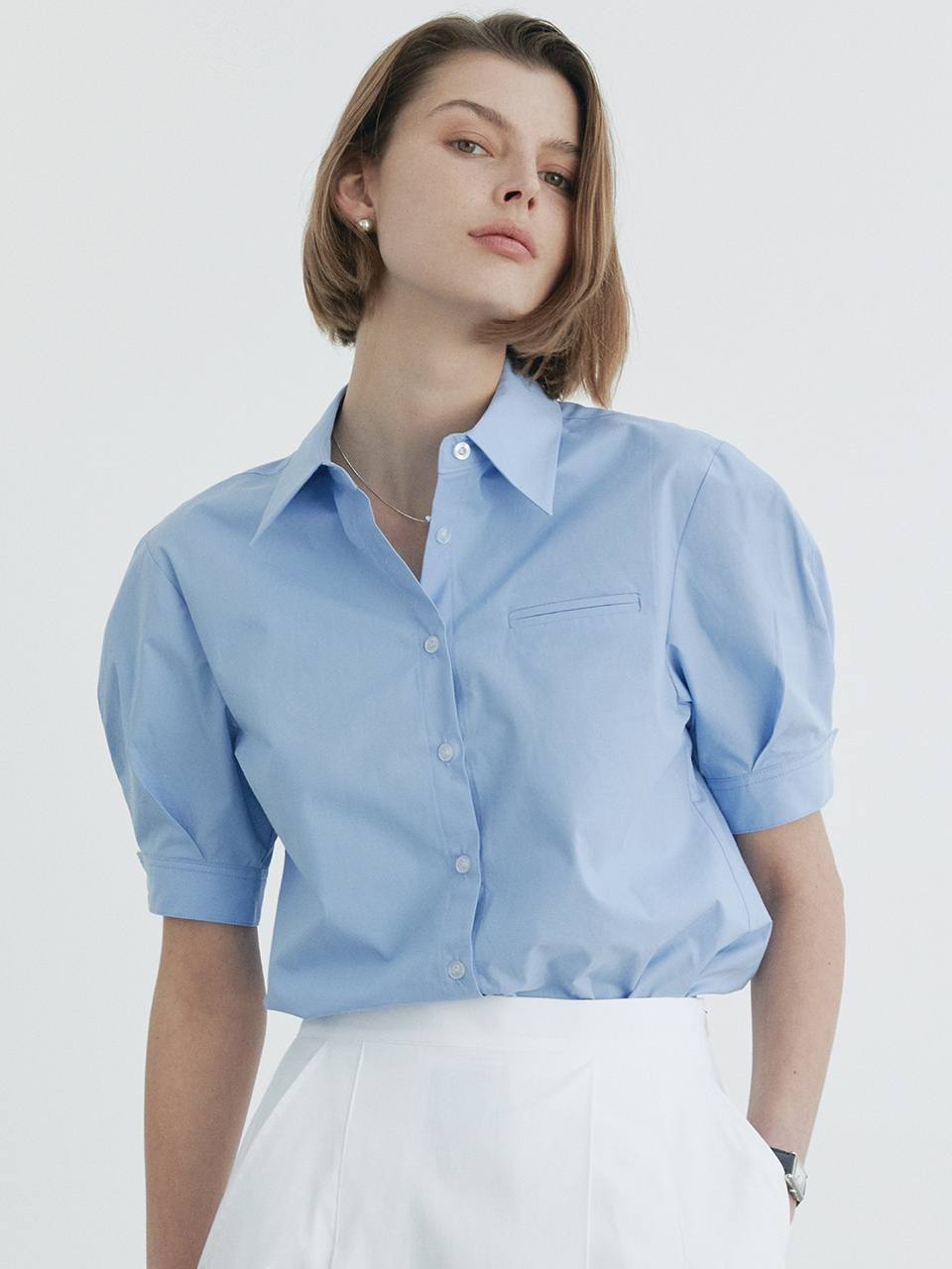 Ihr Half-sleeve Puff Shirt - Sky Blue
