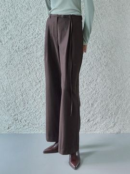 Ihr WIDE TUCK BELTED PANTS / DARK BROWN