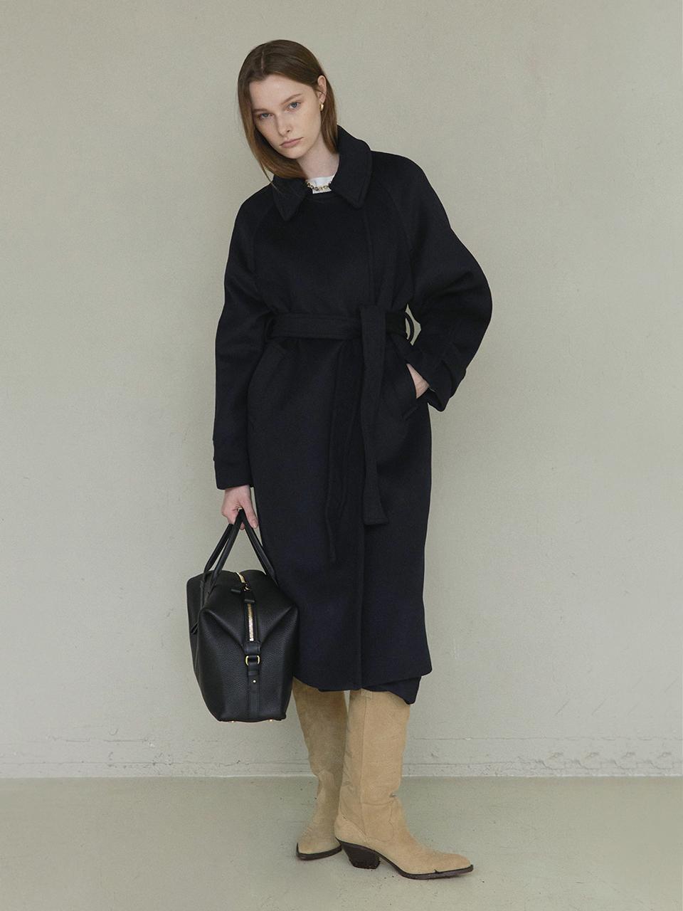 Ihr Wool Raglan Maxi Coat / Navy