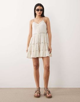 Iisla & Bird Iisla & Bird button down mini dress in oat-Neutral