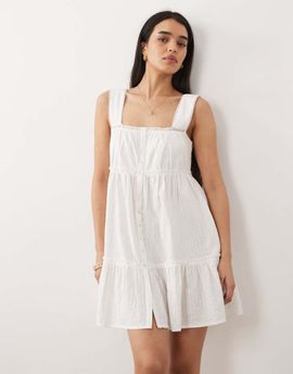 Iisla & Bird Iisla & Bird button up mini beach dress in white