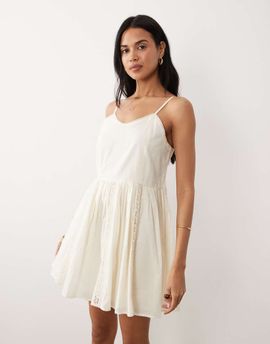 Iisla & Bird Iisla & Bird mini dress with picot trim in butter yellow-Brown