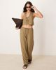 Iisla & Bird Iisla & Bird skinny waistband beach pants in olive green - part of a set - 1