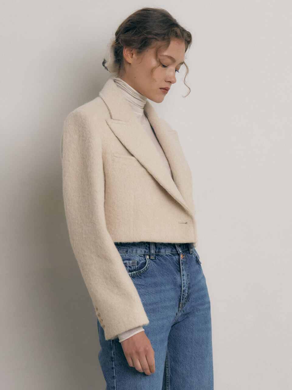 Ike Darling Alpaca Cropped Tailored Blazer