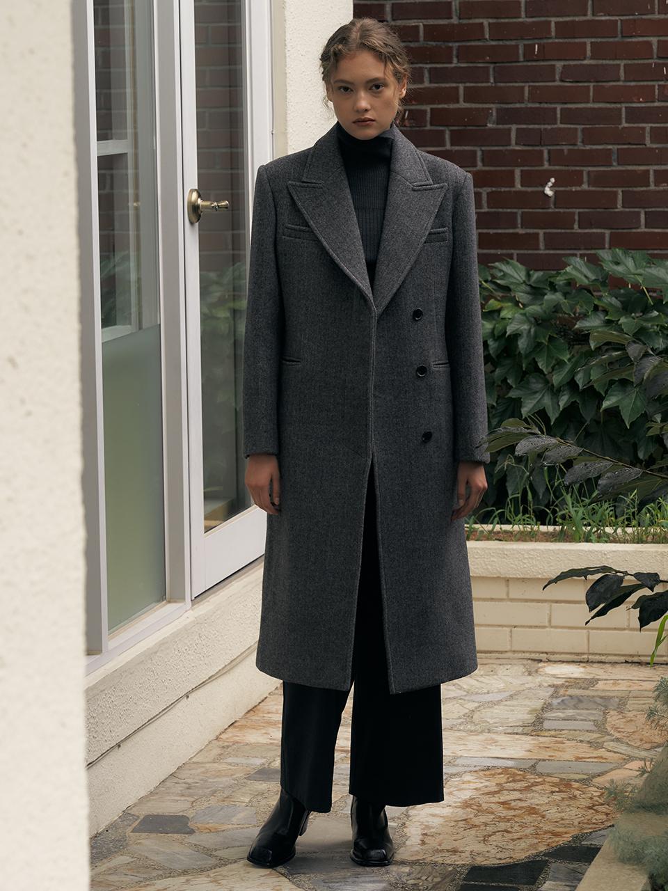 Ike Schoenes Wool Long Coat_ Herringbone