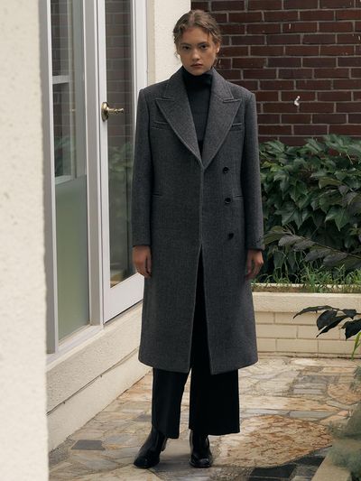 Ike Schoenes Wool Long Coat_ Herringbone