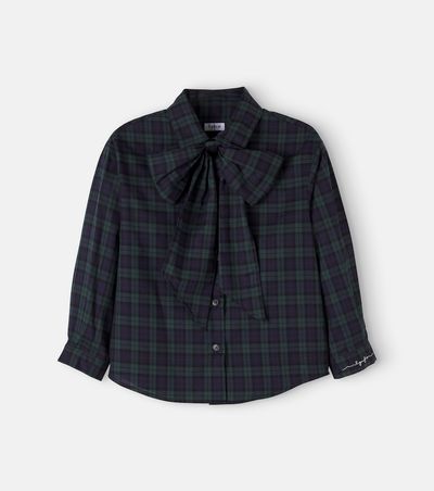 Il Gufo Il Gufo Checked tie-neck cotton shirt