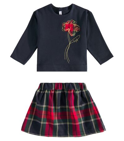 Il Gufo Il Gufo Checked top and skirt set