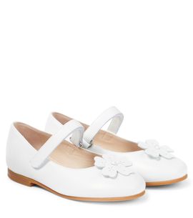 Il Gufo Il Gufo Floral-appliqué leather Mary Jane flats
