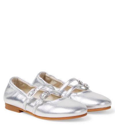 Il Gufo Il Gufo Metallic leather Mary Jane flats