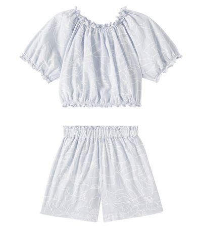 Il Gufo Il Gufo Printed cotton top and shorts set
