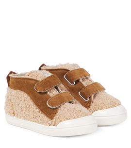 Il Gufo Il Gufo Suede-trimmed teddy sneakers