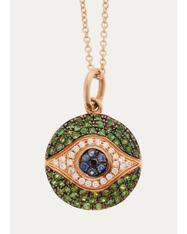 Ileana Makri 18K Pink Gold Dawn Verdant Eye Pendant Necklace
