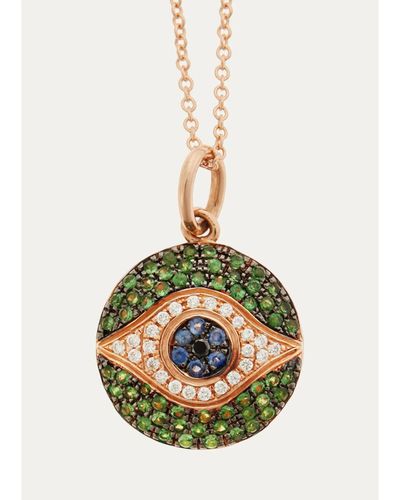 Ileana Makri 18K Pink Gold Dawn Verdant Eye Pendant Necklace