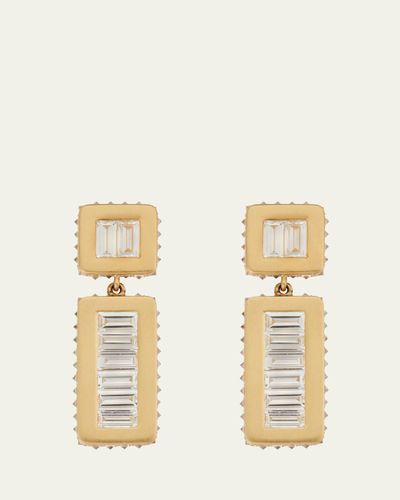 ILEANA MAKRI 18K Yellow Gold Inverted Oblong Tile Earrings with Baguette Diamonds