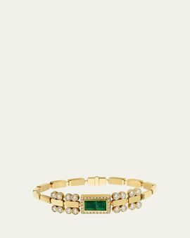 ILEANA MAKRI 18K Yellow Gold Waterfall Bridge Bracelet with Emerald and Diamonds