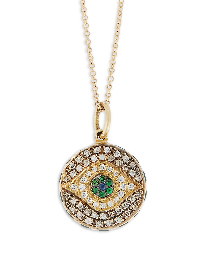 Ileana Makri Ileana Makri 18K Yellow Gold Fine Evil Eyes Multi Gemstone Evil Eye Pendant