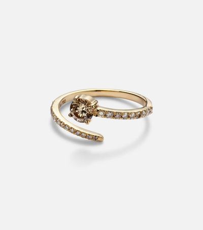Ileana Makri Ileana Makri Grass Seed 18kt yellow gold ring with diamonds