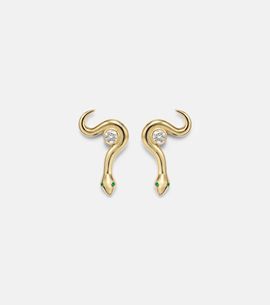 Ileana Makri Ileana Makri Serpent Nest 18kt gold earrings with diamonds and emeralds