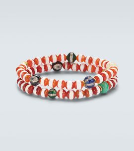 Ileana Makri Ileana Makri Set of 2 18kt gold and sterling silver beaded bracelets with gemstones