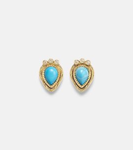 Ileana Makri Ileana Makri Tiara 18kt gold drop earrings with diamonds and turquoise