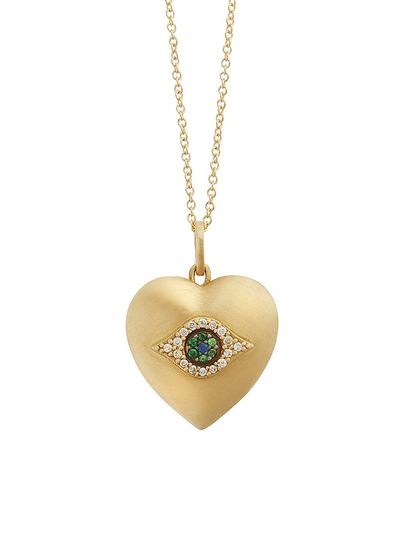 Ileana Makri Women's Eye Love Small 18K Yellow Gold, 0.06 TCW Diamond & Multi-Gemstone Locket Necklace