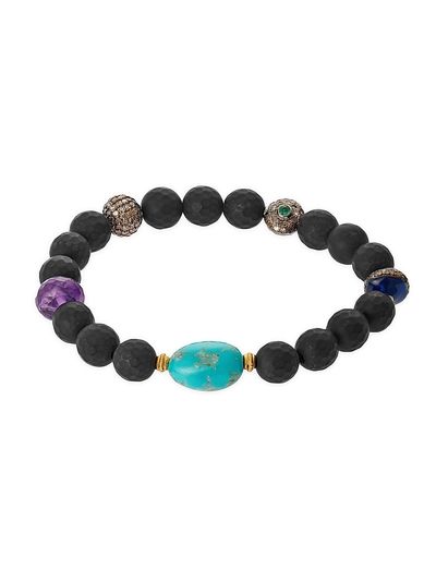 Ileana Makri Women's Globetrotter Sterling Silver & Mixed-Media Beaded Stretch Bracelet