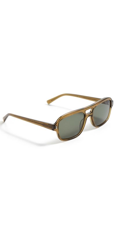 Illesteva Illesteva Queens Sunglasses Ochre w/ Olive Flat Lenses One