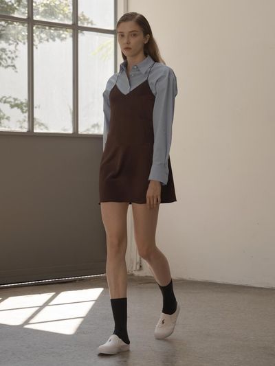 ILOIL basic crop shirt - light blue