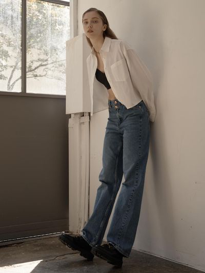 ILOIL basic crop shirt - off white