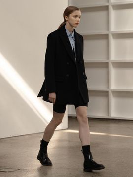 ILOIL r blend double breasted coat - black
