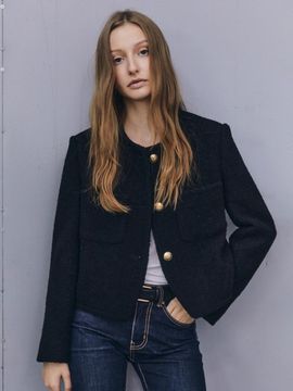 ILOIL Wool Boucle Tweed Jacket_Black