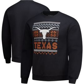 IMAGE ONE IMAGE ONE Men's Black Texas Longhorns Holiday Fleece Sweatshirt 