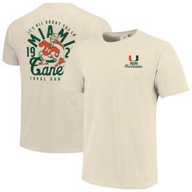 IMAGE ONE IMAGE ONE Men's Cream Miami Hurricanes Comfort Colors Mascot Overlay T-Shirt 