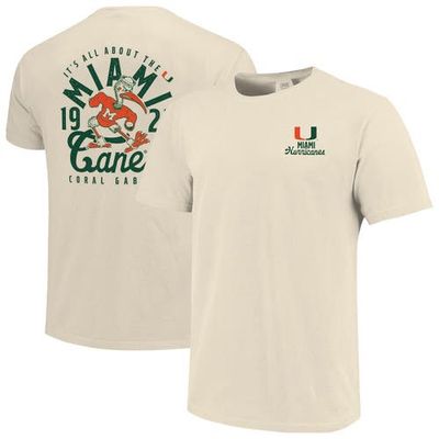 IMAGE ONE IMAGE ONE Men's Cream Miami Hurricanes Comfort Colors Mascot Overlay T-Shirt 