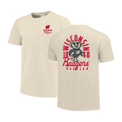 IMAGE ONE IMAGE ONE Men's Cream Wisconsin Badgers Comfort Colors Mascot Overlay T-Shirt 