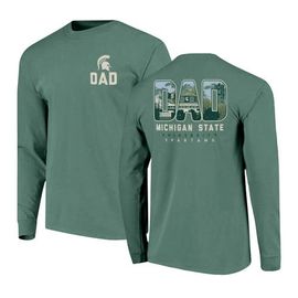 IMAGE ONE IMAGE ONE Men's Green Michigan State Spartans Father's Day Campus Drawing Long Sleeve T-Shirt 