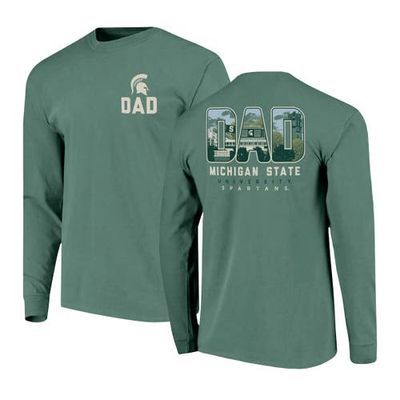 IMAGE ONE IMAGE ONE Men's Green Michigan State Spartans Father's Day Campus Drawing Long Sleeve T-Shirt 