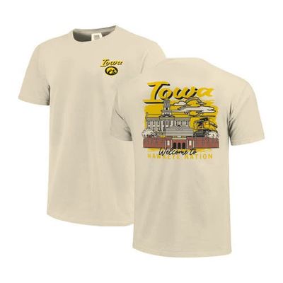 IMAGE ONE Men's Image One Natural Iowa Hawkeyes Comfort Colors Hand-Drawn Campus Stack T-Shirt 