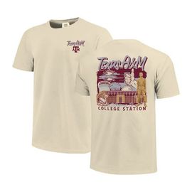 IMAGE ONE Men's Image One Natural Texas A&M Aggies Comfort Colors Hand-Drawn Campus Stack T-Shirt 